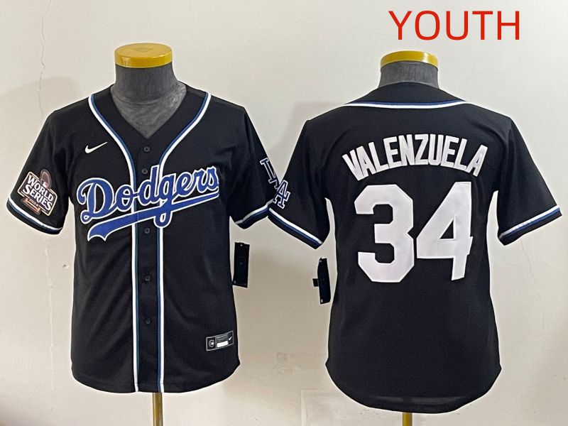 Youth 2025 Los Angeles Dodgers #34 Valenzuela Black Three generations Fashion Nike MLB Jersey style 6->youth mlb jersey->Youth Jersey